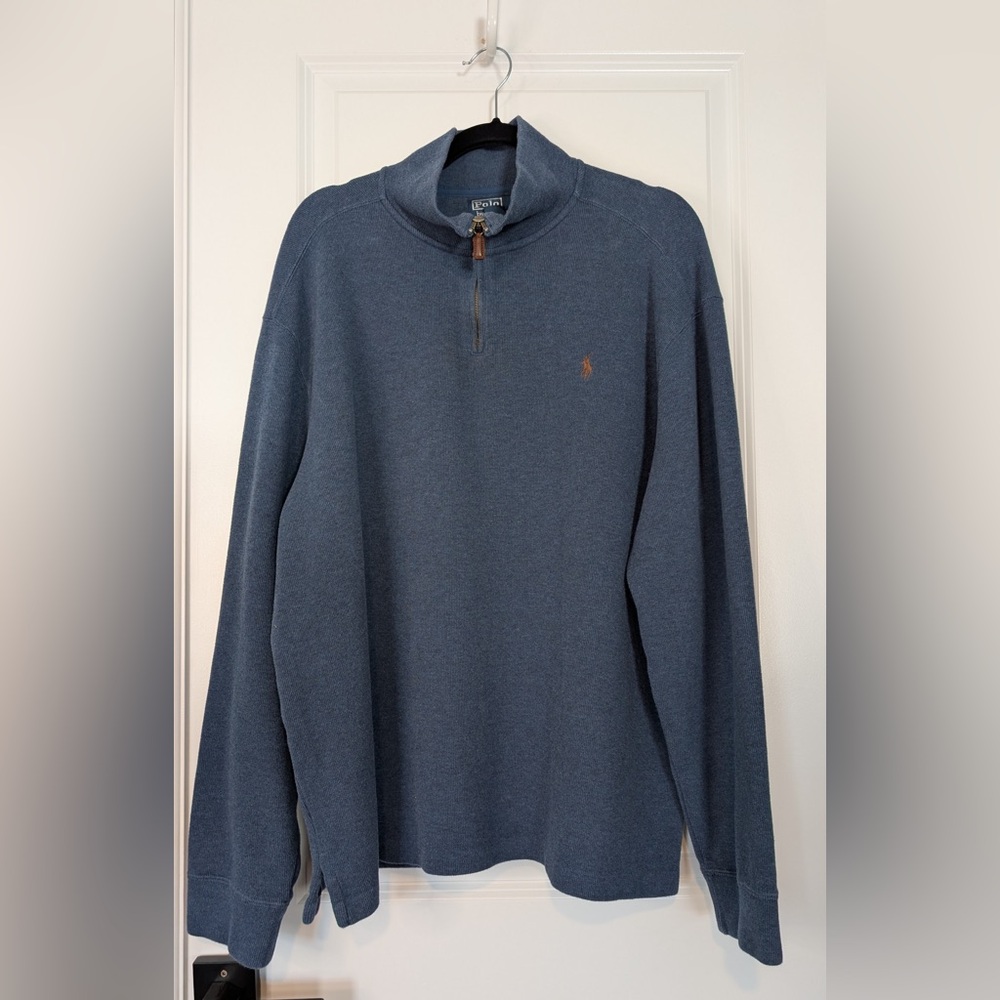 Polo by Ralph Lauren Men’s Cotton Quarter-Zip Sweater Blue Size XXL